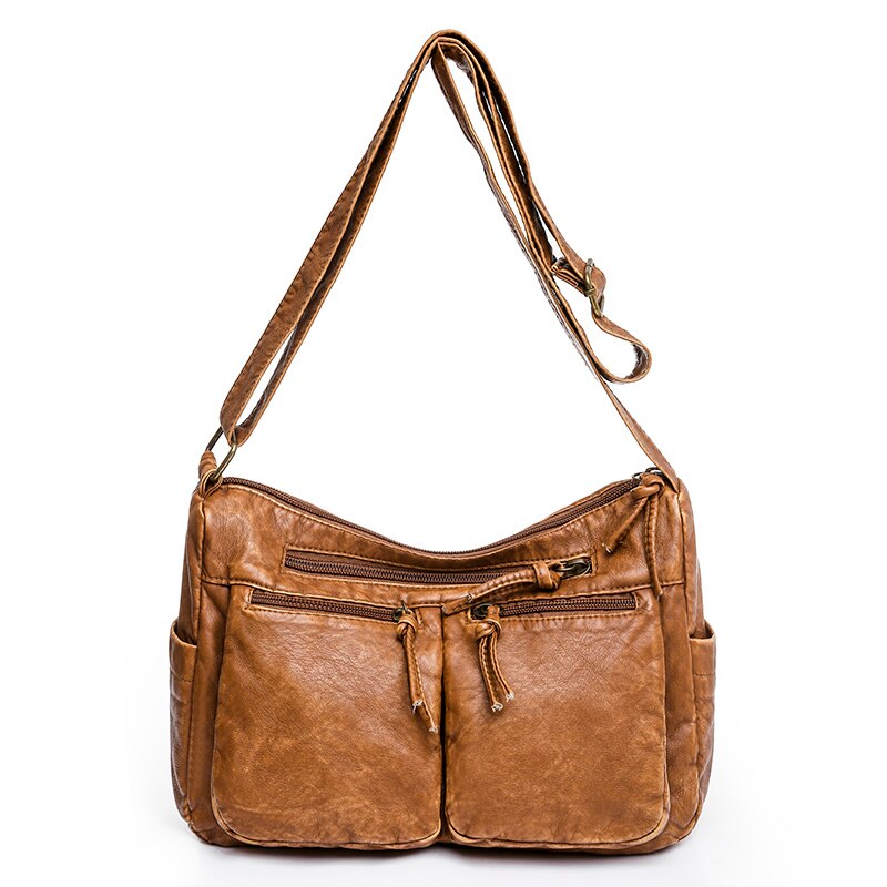 Soft Leather Shoulder Bags Multi-Layer Large Capacity