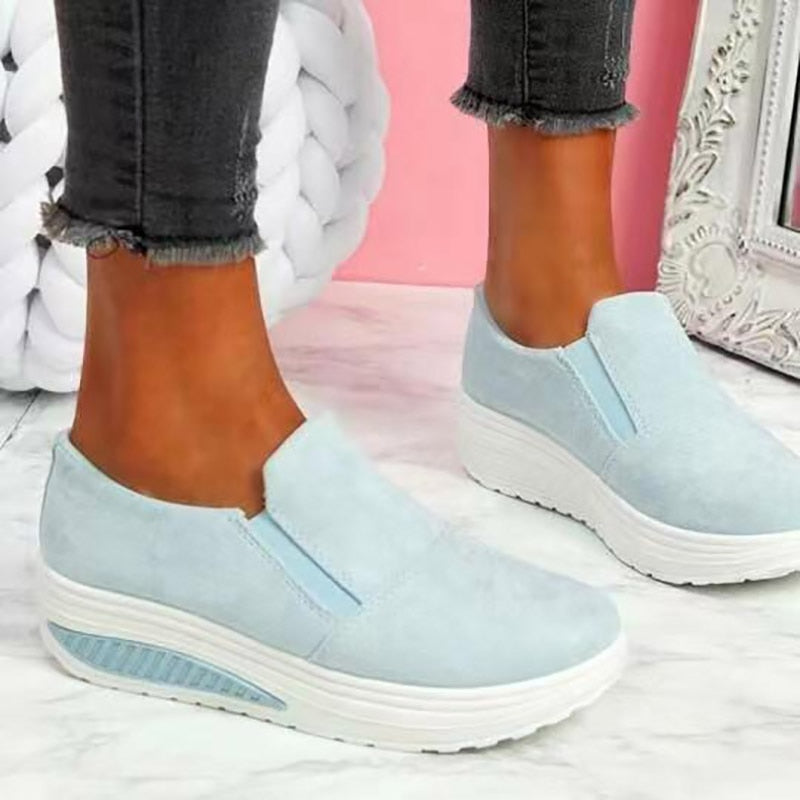 Women Sneakers Solid Color Flats Platform Lightweight Ladies Shoes Comfort Slip On Shallow Tennis Female Loafers Mujer Zapatos