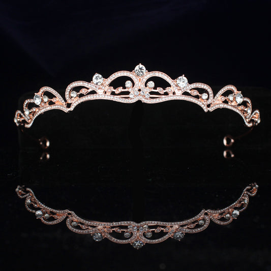 Rose Gold Bridal Tiara Crown Princess Bride Crystal Diadem For Women Prom Hair Ornaments Wedding Bridal Head Jewelry Accessories