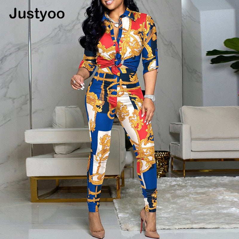 Women Jumpsuit Vintage Print