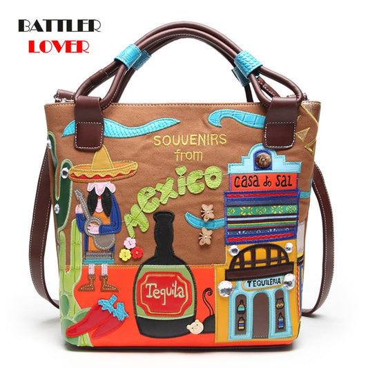 Women Canvas Handbag Retro Handmade Embroidered Bag