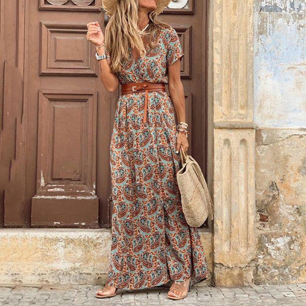 Boho Women Floral Printed Beach Dresses