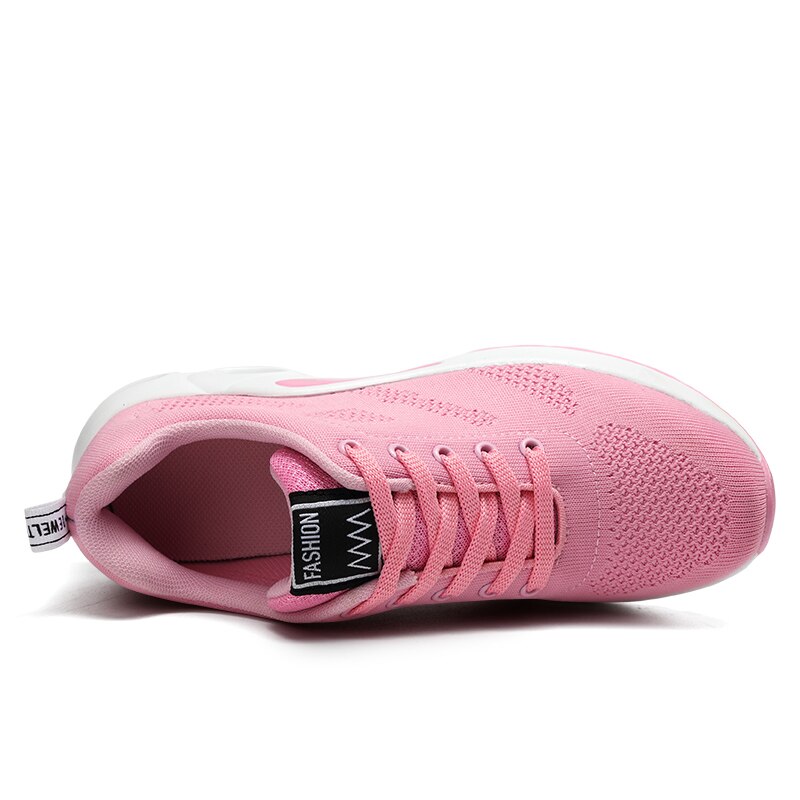 Women Ladies Trainers Casual Mesh Sneakers Pink  Flat Shoes Lightweight Soft Sneakers Breathable Footwear Basket Shoes Plus Size