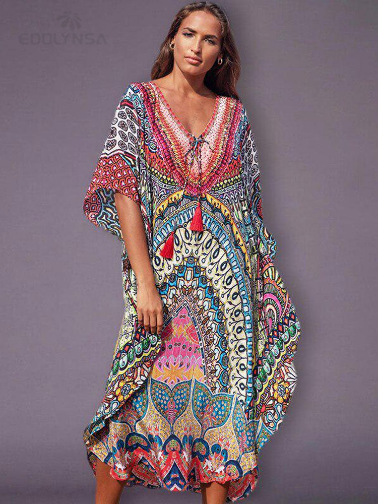 Quick-drying Bohemian Printed Loose Summer Beach Dress