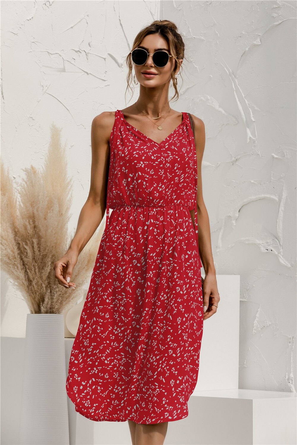 Sleeveless Spaghetti Strap Knee Length Dress