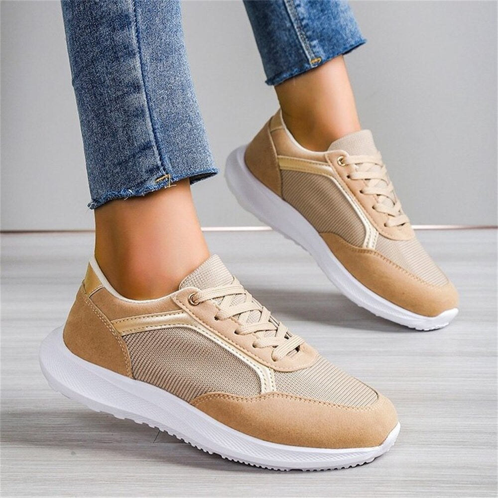 New Sneakers Women Spring Fashion Pointed Toe Lace Up Casual Vulcanized Shoes Home Outdoor Walking Running Sport Flats