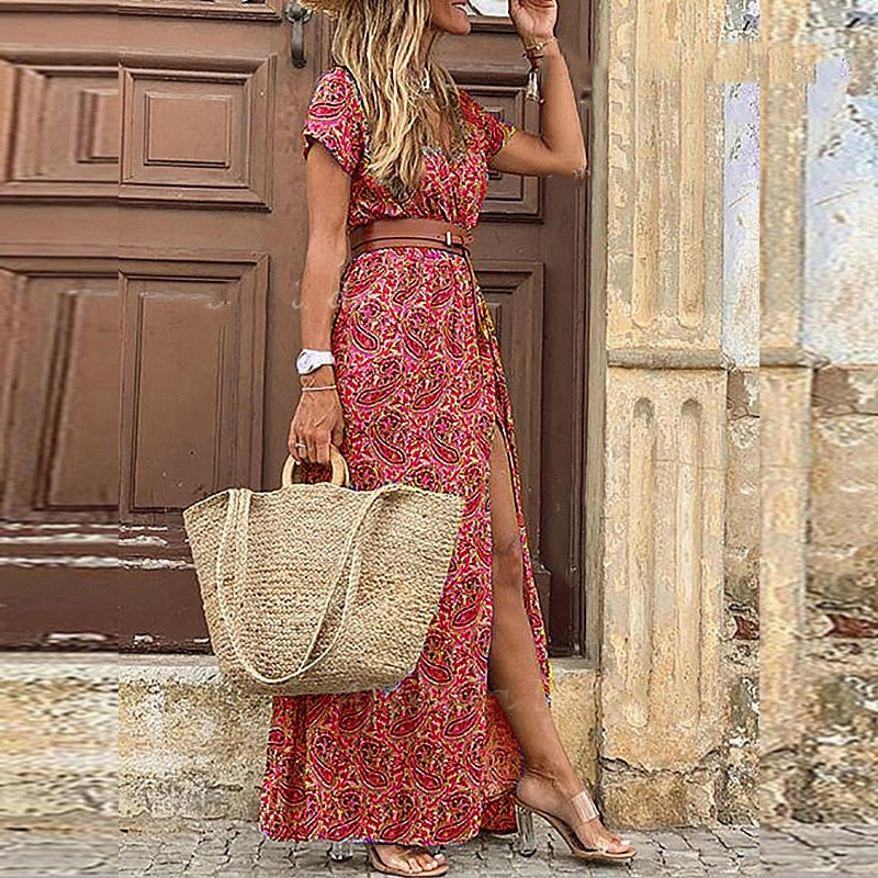 Boho Women Floral Printed Beach Dresses