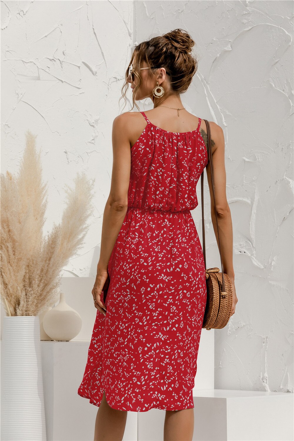 Sleeveless Spaghetti Strap Knee Length Dress