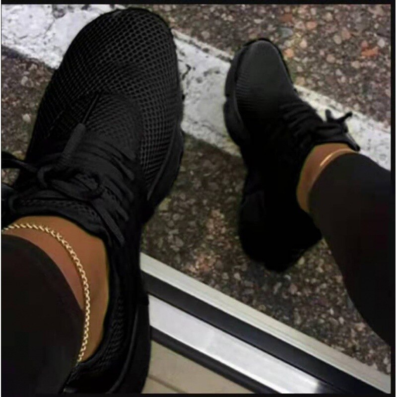 Casual Sport Shoes Summer 2022 Fashion Breathable Mesh Platform Sneakers Socks Women's Plus Size Lace-up Wedge Tennis Female