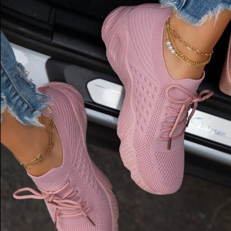 Women Sneakers Comfortable Casual Shoes Mesh Lace-up