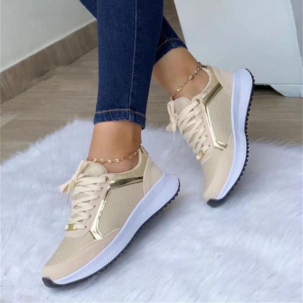 New Sneakers Women Spring Fashion Pointed Toe Lace Up Casual Vulcanized Shoes Home Outdoor Walking Running Sport Flats