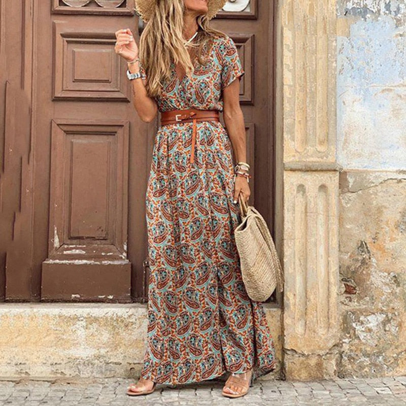 Boho Women Floral Printed Beach Dresses