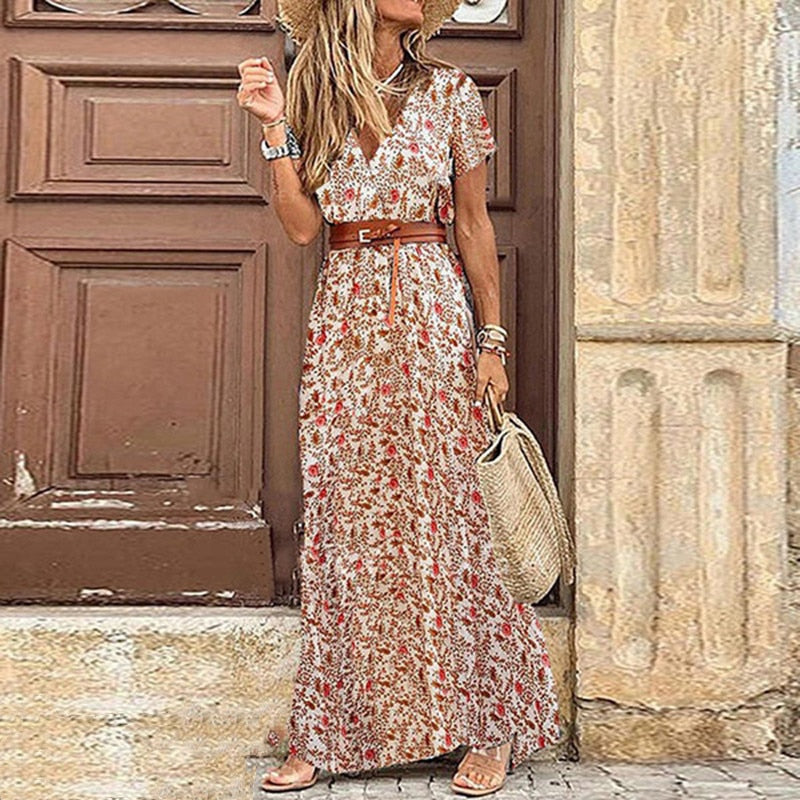 Boho Women Floral Printed Beach Dresses