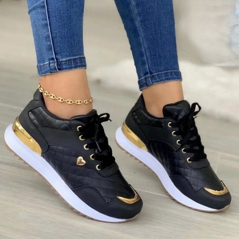 Women Sneakers Platform Shoes PU Leather Patchwork Casual Sport Shoes