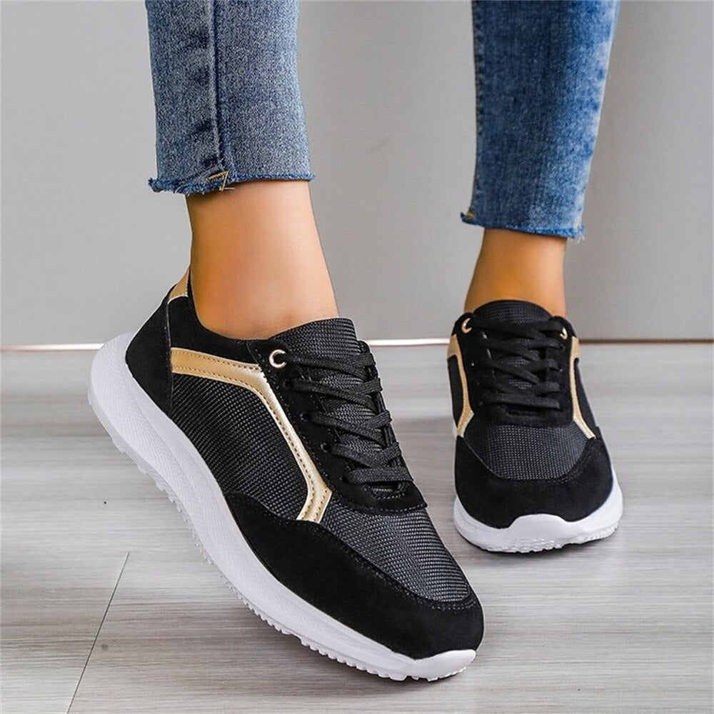 New Sneakers Women Spring Fashion Pointed Toe Lace Up Casual Vulcanized Shoes Home Outdoor Walking Running Sport Flats