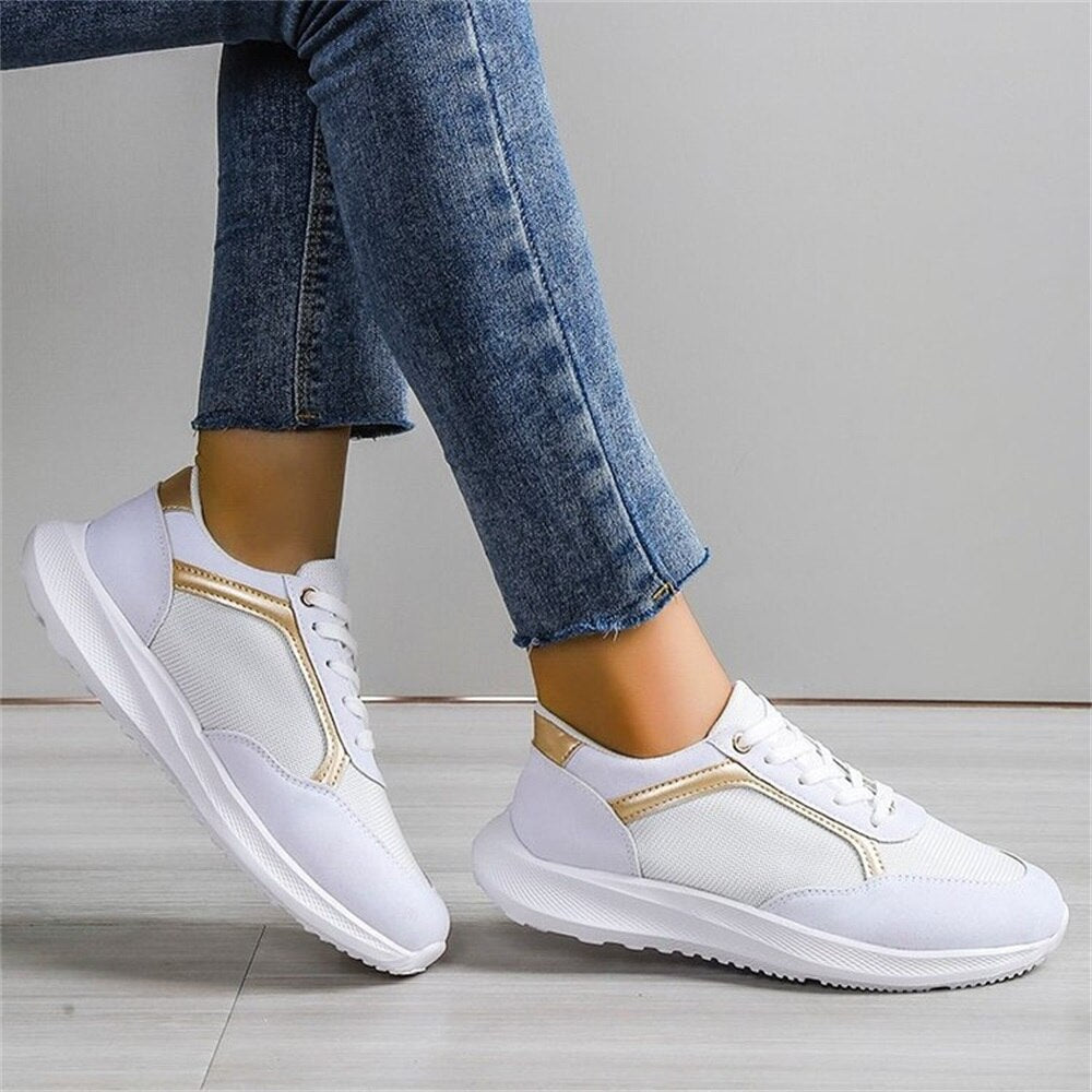 New Sneakers Women Spring Fashion Pointed Toe Lace Up Casual Vulcanized Shoes Home Outdoor Walking Running Sport Flats