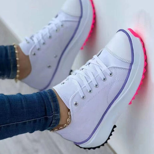 New Women Canvas Woman Platform Casual Sneakers Tennis Ladies Shoes Chunky Sneakers Lace Up Shoe Plus Size Zapatillas Mujer