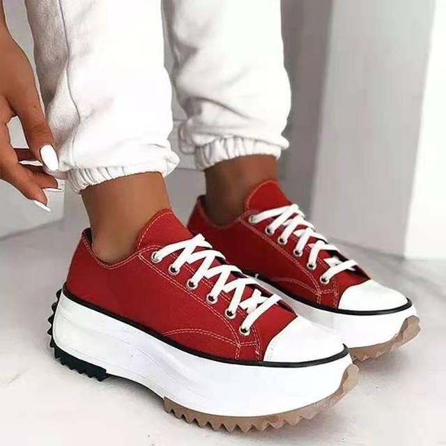 New Women Canvas Woman Platform Casual Sneakers Tennis Ladies Shoes Chunky Sneakers Lace Up Shoe Plus Size Zapatillas Mujer