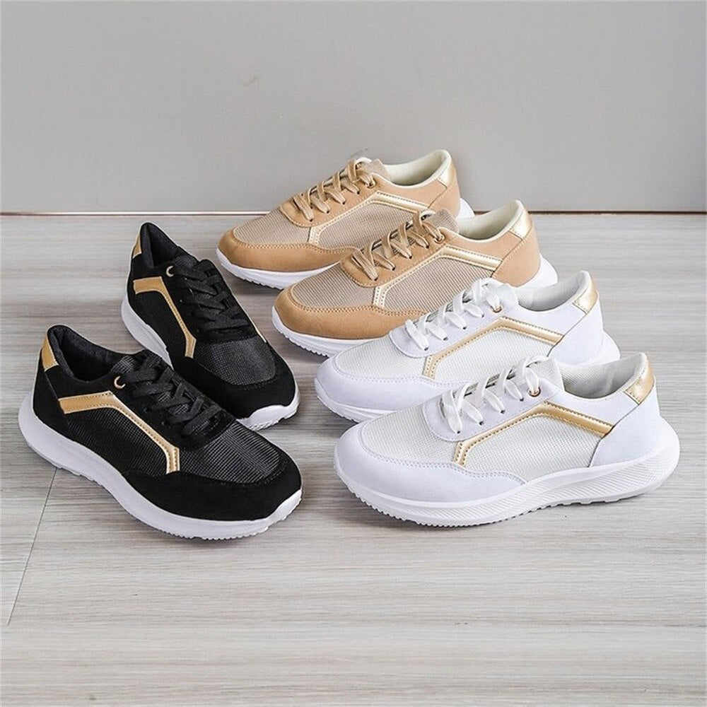 New Sneakers Women Spring Fashion Pointed Toe Lace Up Casual Vulcanized Shoes Home Outdoor Walking Running Sport Flats