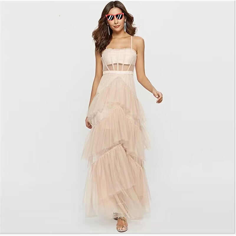 Sleeveless Elegant Irregular Cake Long Skirt