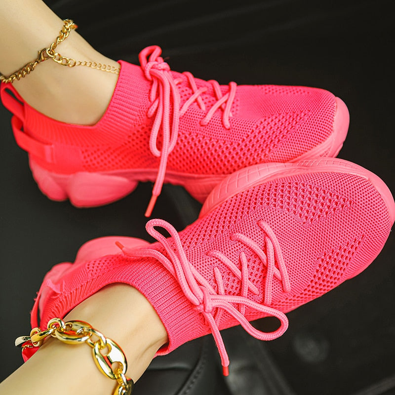 Shoes for Women Platform Sneakers Mesh Flat Comfort Casual Walking Shoes Breathable Fashion Running Sports Vulcanized Shoes