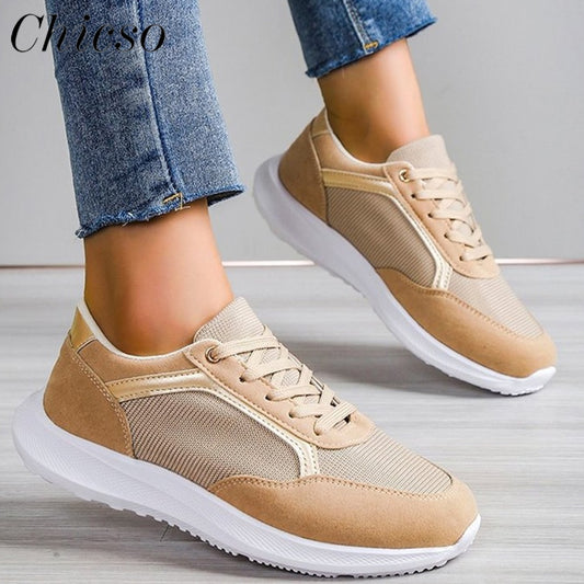 New Sneakers Women Spring Fashion Pointed Toe Lace Up Casual Vulcanized Shoes Home Outdoor Walking Running Sport Flats