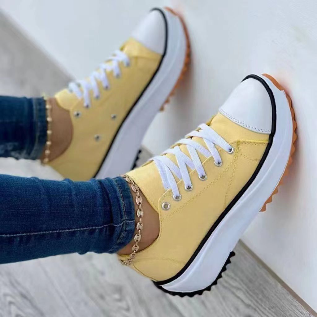 New Women Canvas Woman Platform Casual Sneakers Tennis Ladies Shoes Chunky Sneakers Lace Up Shoe Plus Size Zapatillas Mujer