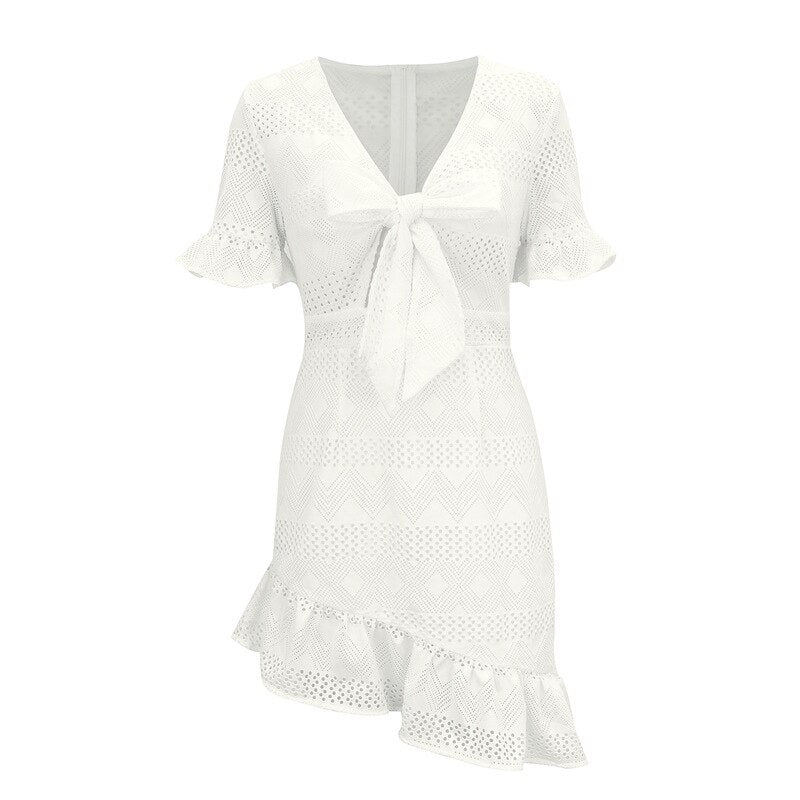 Hollow Out Ruffles Boho Dress Summer  Dress